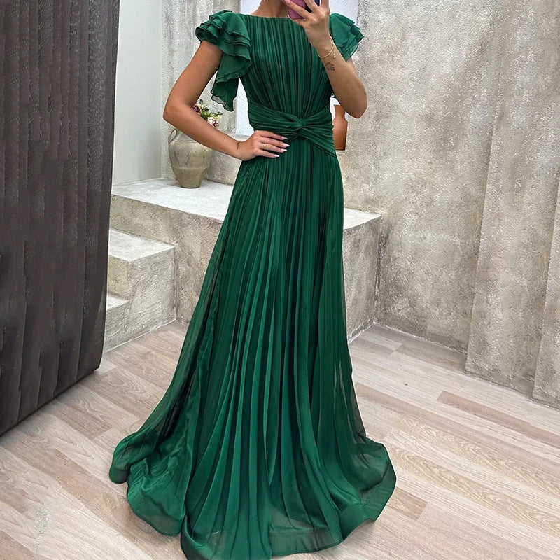 Women's Flowing Pleated Evening Gown for Timeless Formal Elegance - Image 3
