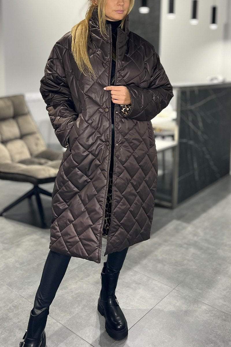 Ceylan Women's Reversible Quilted Coat with Leopard Print Lining - Image 4