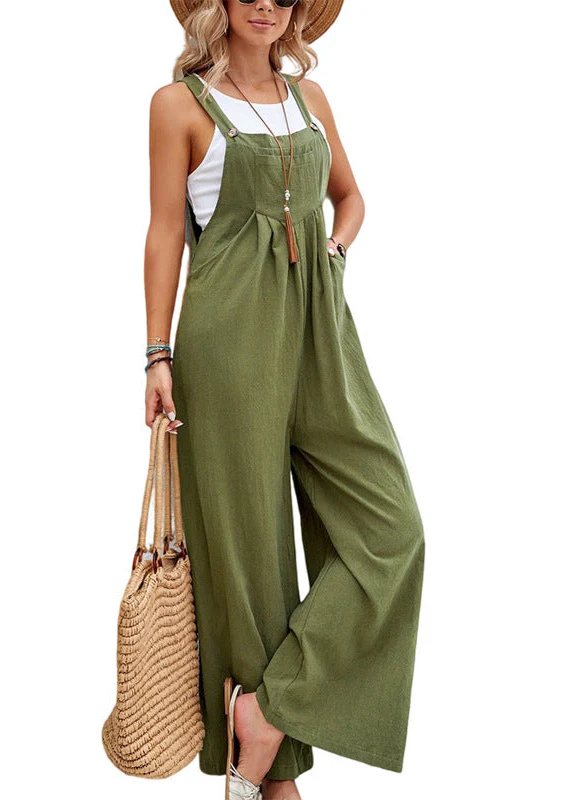 Ceylan Women's Wide Leg Jumpsuit with Button Straps and Pockets - Image 5