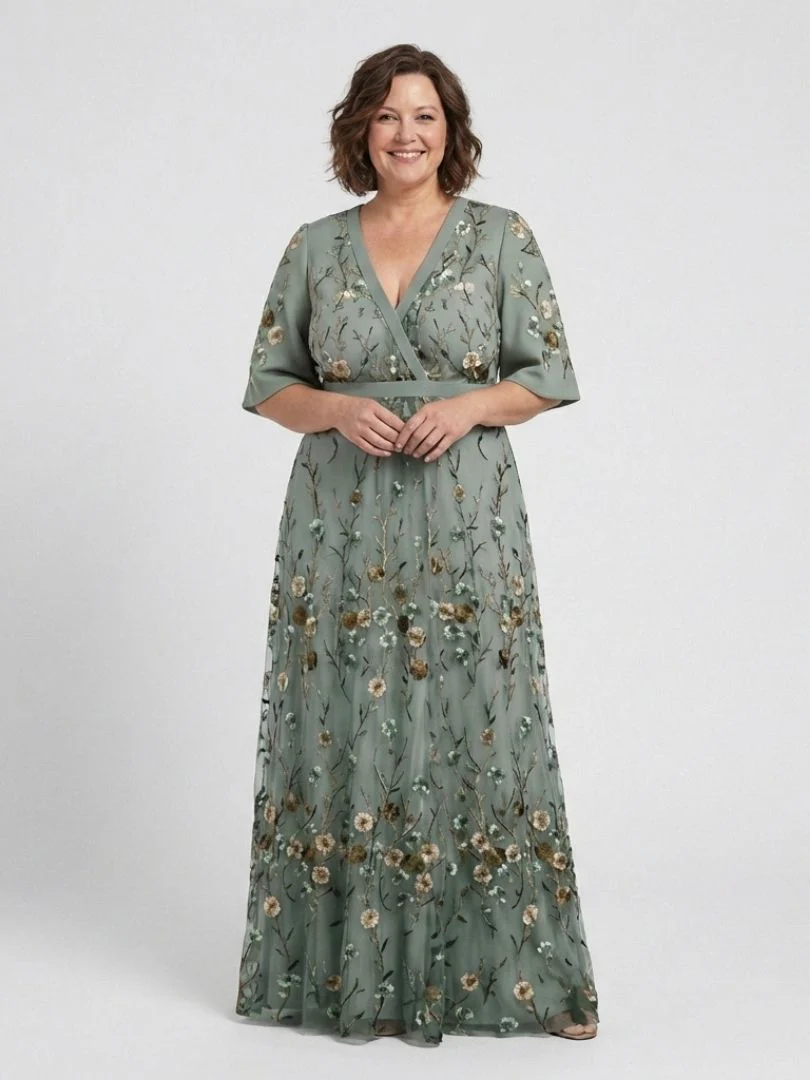 Women's Floral V-Neck Maxi Dress with Short Sleeves for Feminine Elegance - Image 5