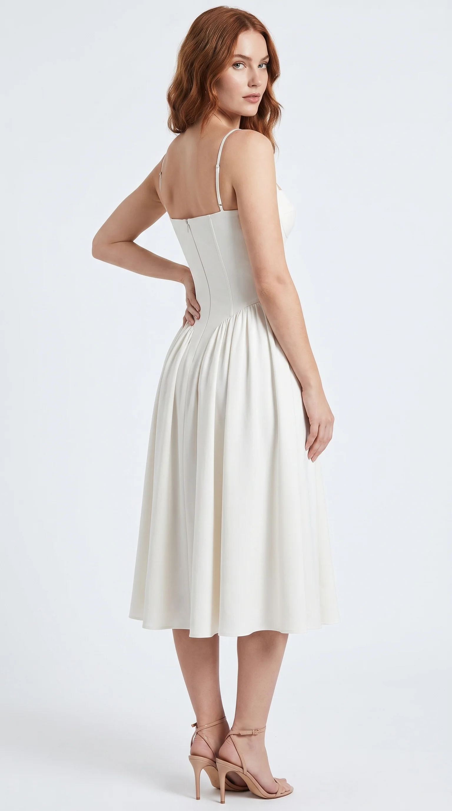 Women's Corset Midi Sundress with Adjustable Straps for a Flattering Fit - Image 2