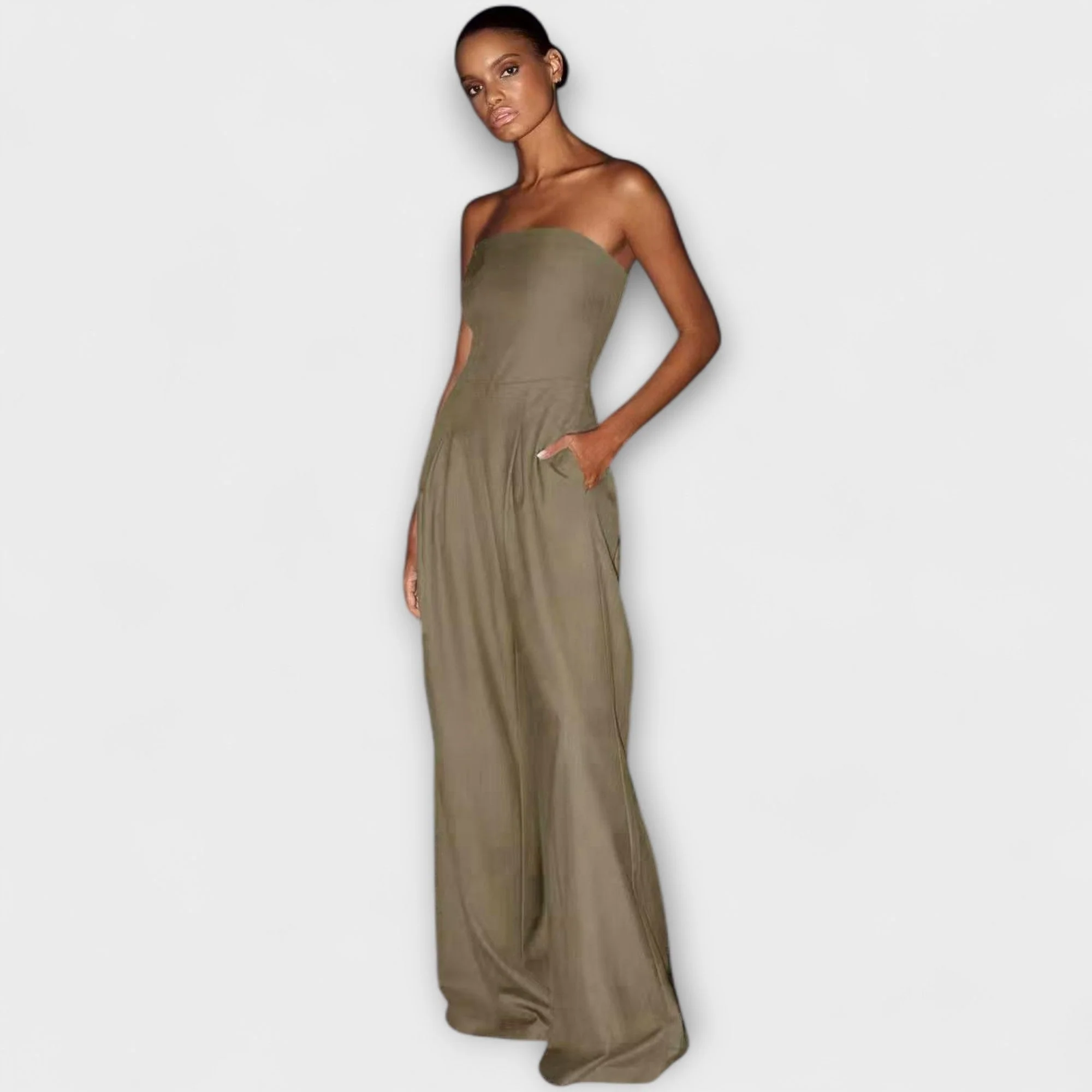 Women's Strapless Wide-Leg Jumpsuit for Elevated Evening Style - Image 3