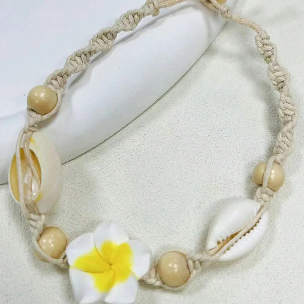 Women's Handwoven Shell Anklet with Starfish Charm - Image 3