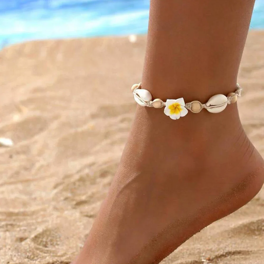 Women's Handwoven Shell Anklet with Starfish Charm - Image 4