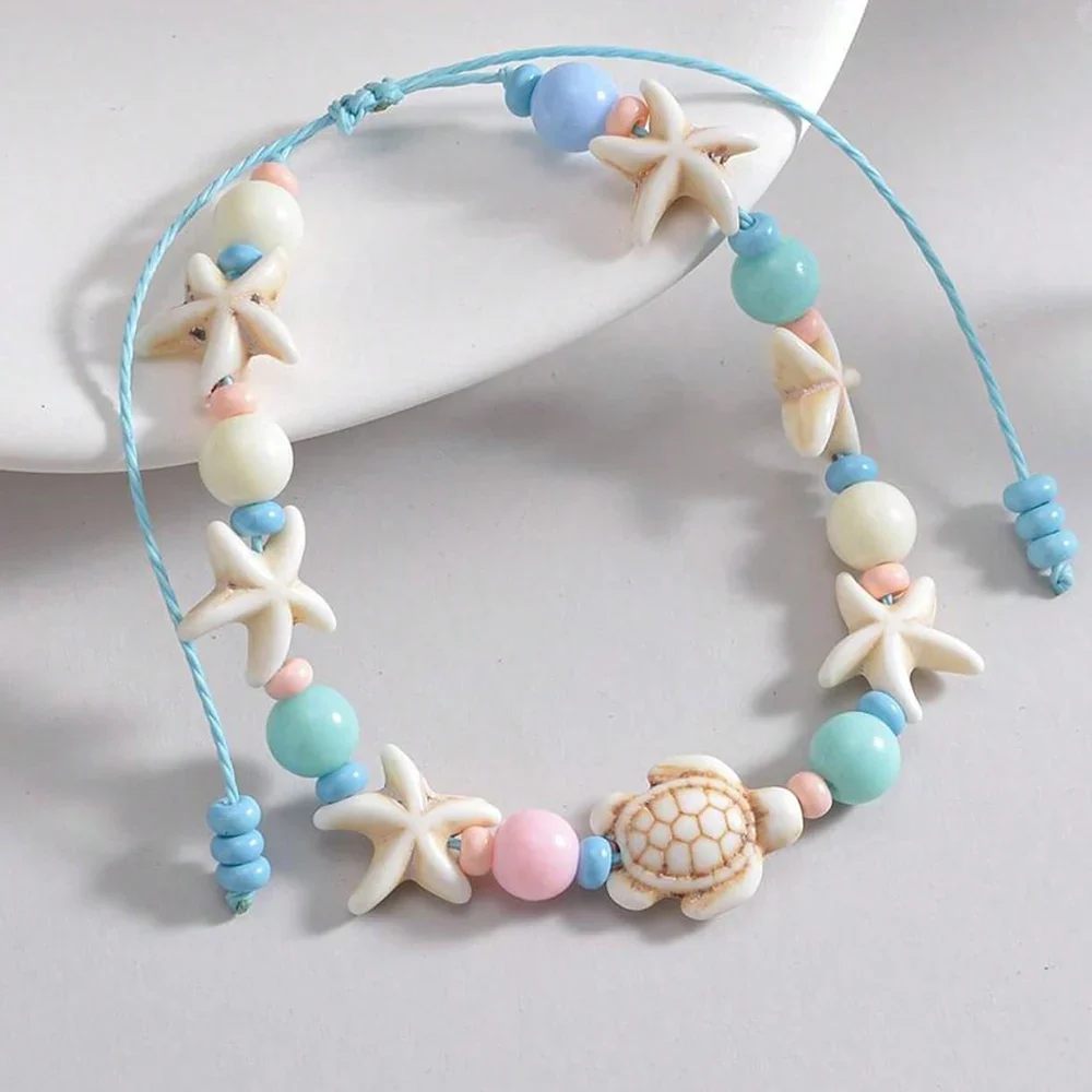 Women's Handwoven Shell Anklet with Starfish Charm - Image 5