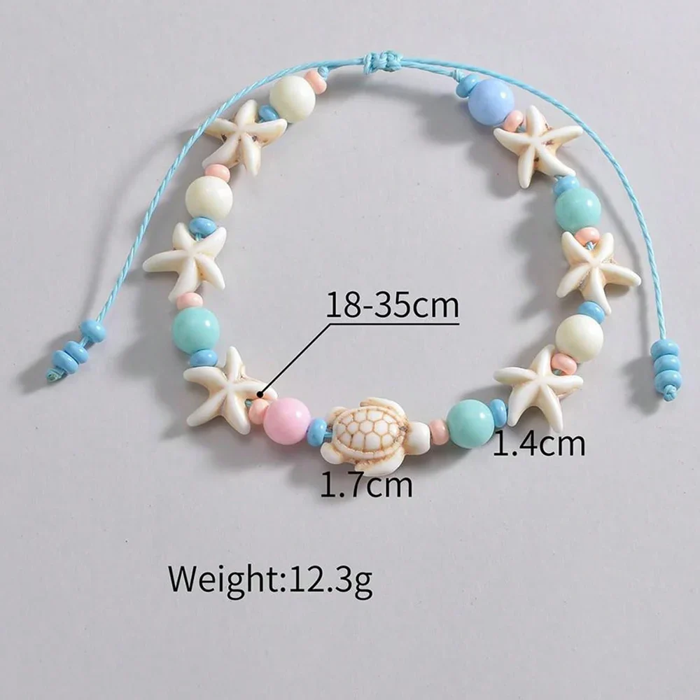 Women's Handwoven Shell Anklet with Starfish Charm - Image 6