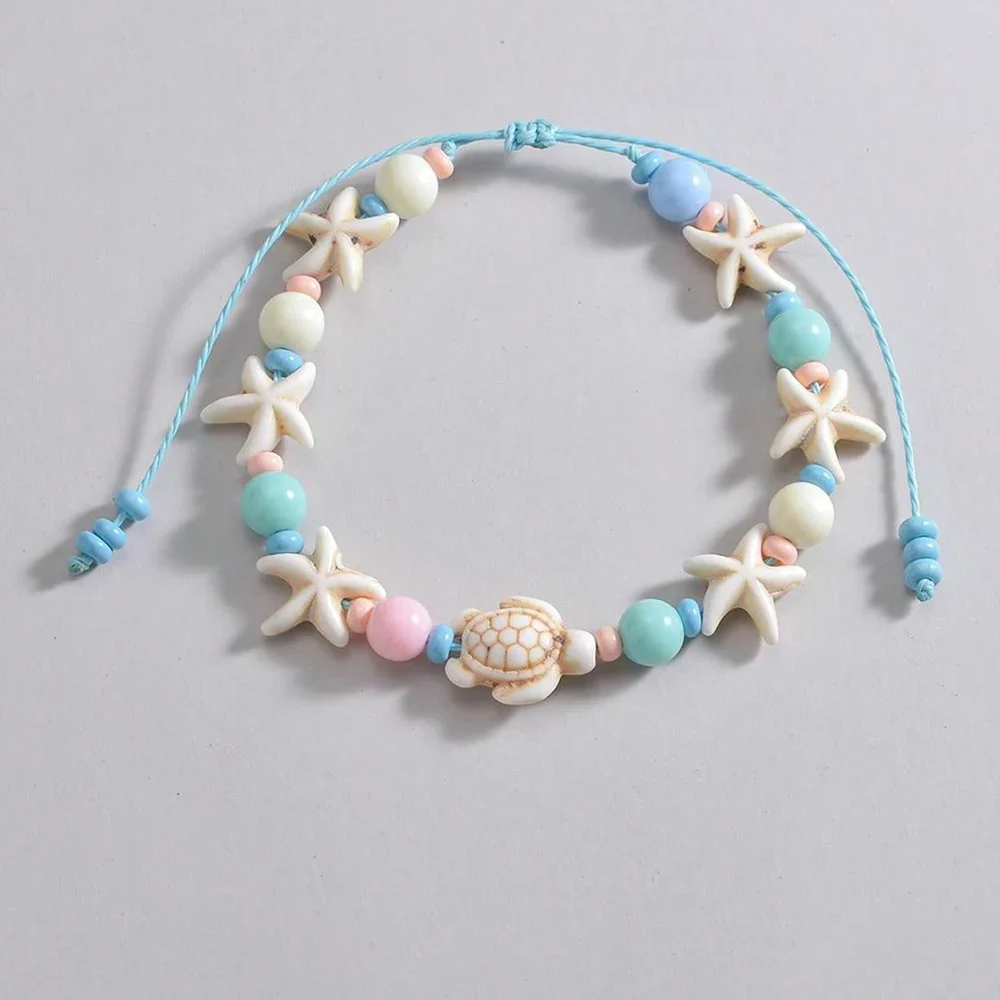 Women's Handwoven Shell Anklet with Starfish Charm - Image 7