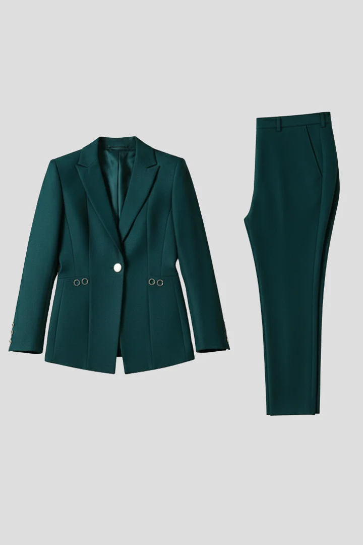 Women's Blazer Set with One Button and Straight Trousers