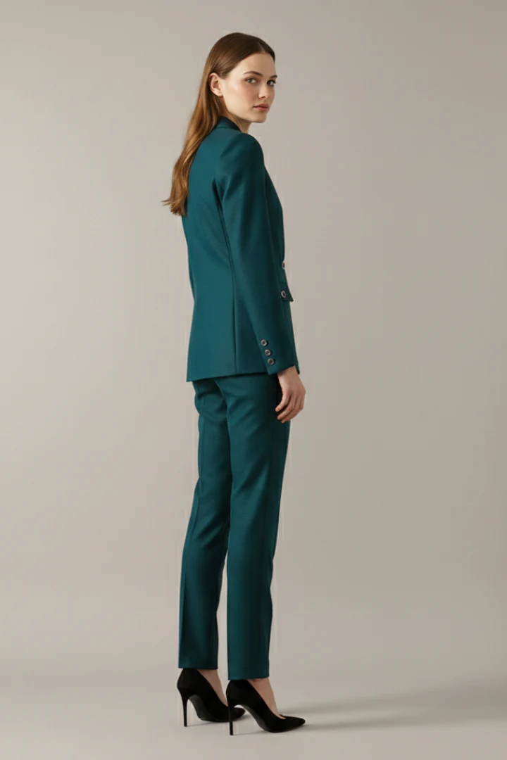 Women's Blazer Set with One Button and Straight Trousers - Image 5