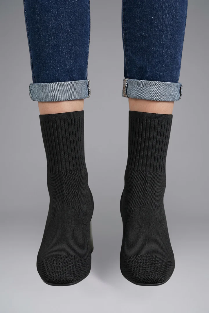 Women's Ankle Boots with Ribbed Stretch Collar for Fall - Image 7