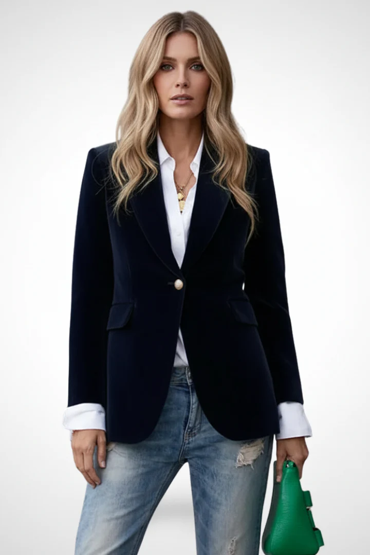 Women's Single-Breasted Blazer with Notched Lapels - Image 2