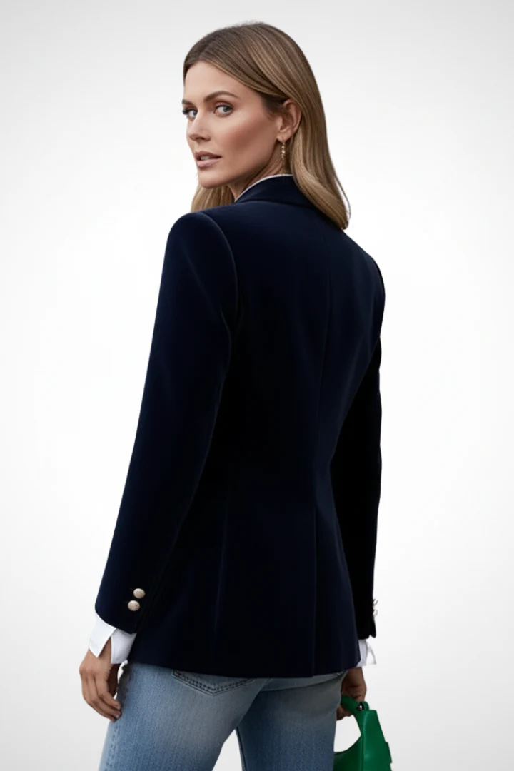 Women's Single-Breasted Blazer with Notched Lapels - Image 4