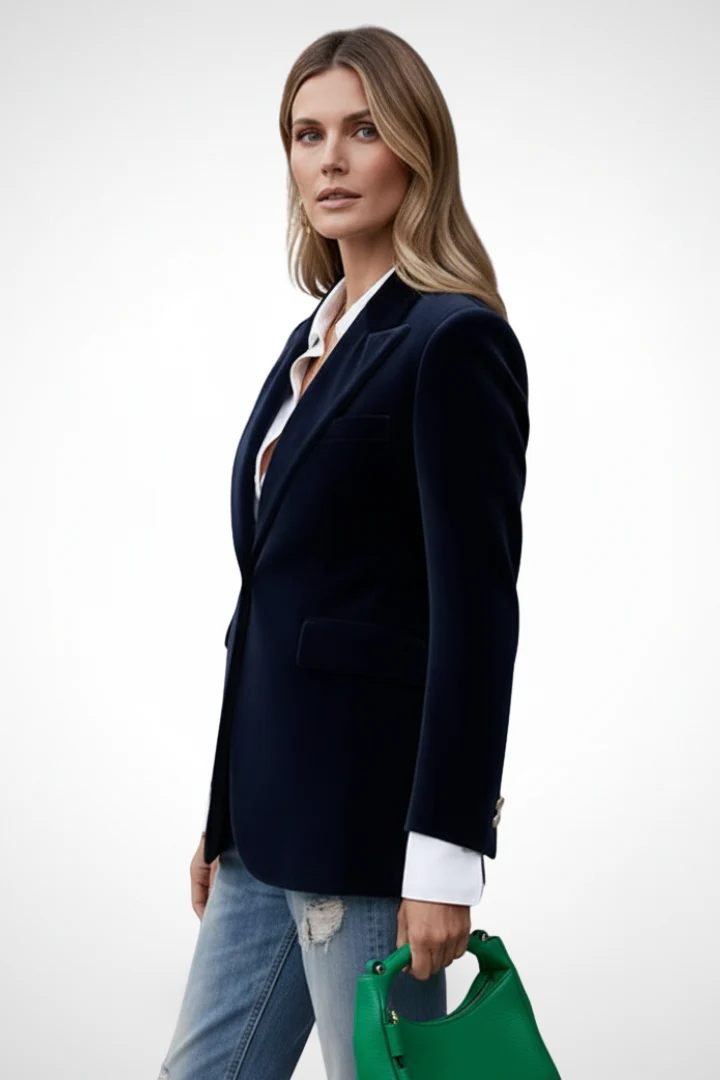 Women's Single-Breasted Blazer with Notched Lapels - Image 5