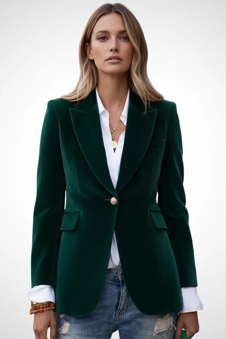 Women's Single-Breasted Blazer with Notched Lapels - Image 7