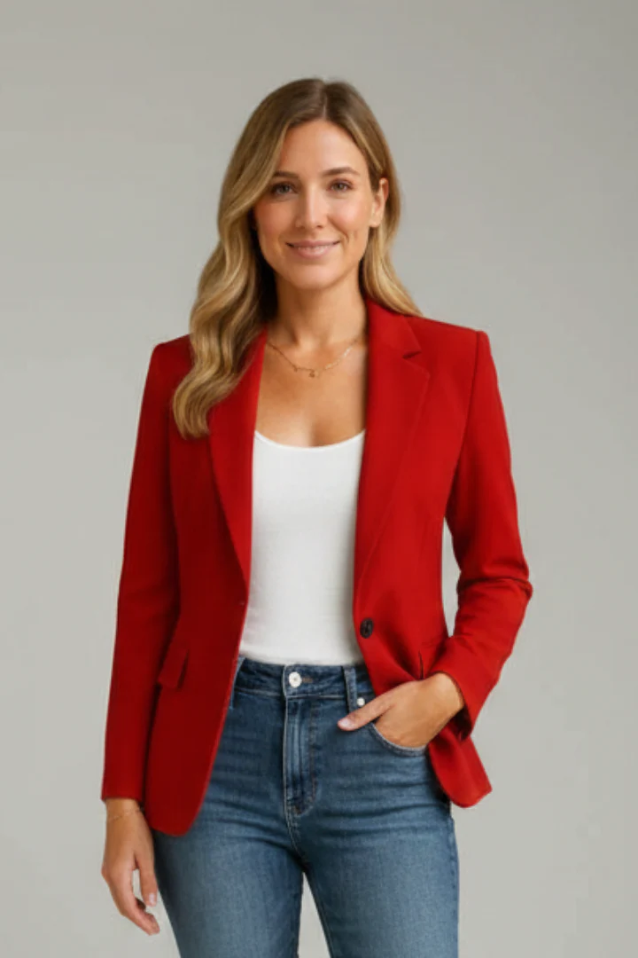 Women’s Blazer with Notched Lapel and Single Button - Image 2