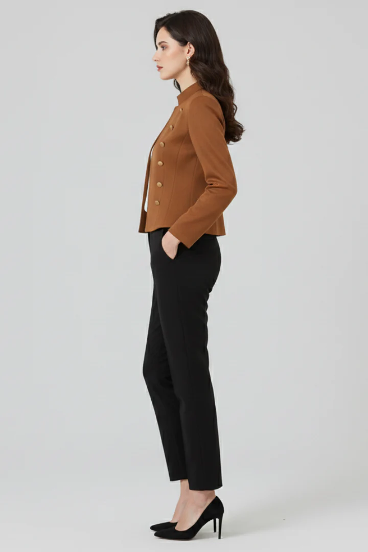 Women’s Blazer with Stand Collar and Button Detailing - Image 3