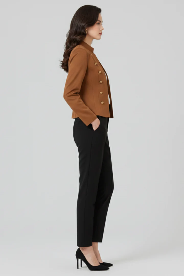 Women’s Blazer with Stand Collar and Button Detailing - Image 4
