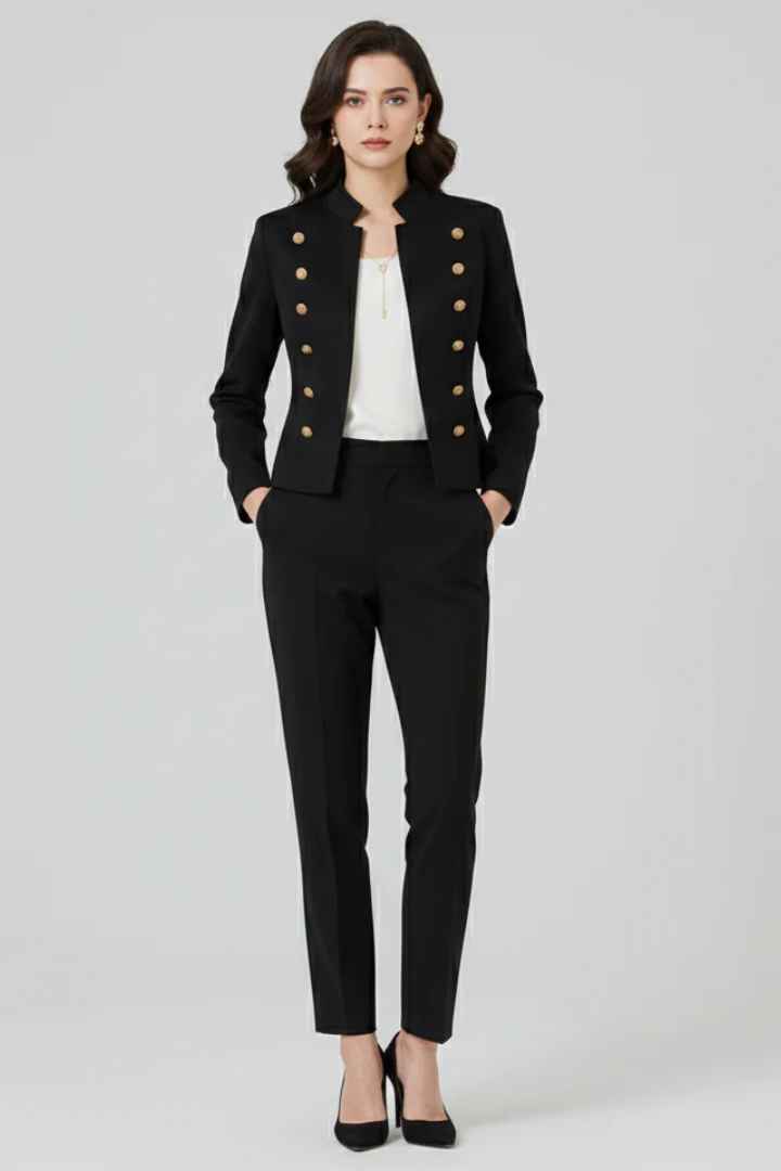 Women’s Blazer with Stand Collar and Button Detailing - Image 7
