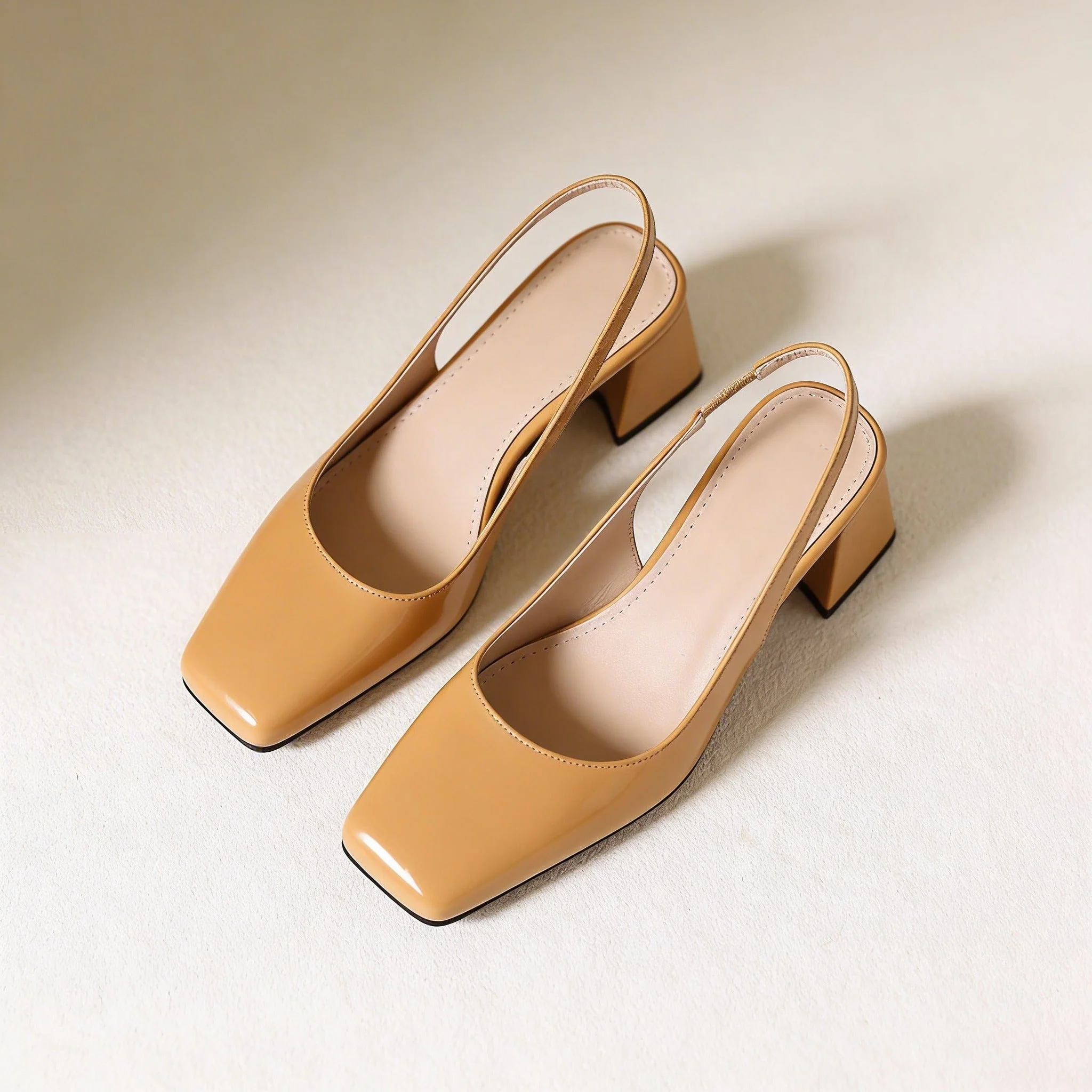 Women’s Block Heel Sandals with Genuine Leather Straps and Square Open Toe - Image 2