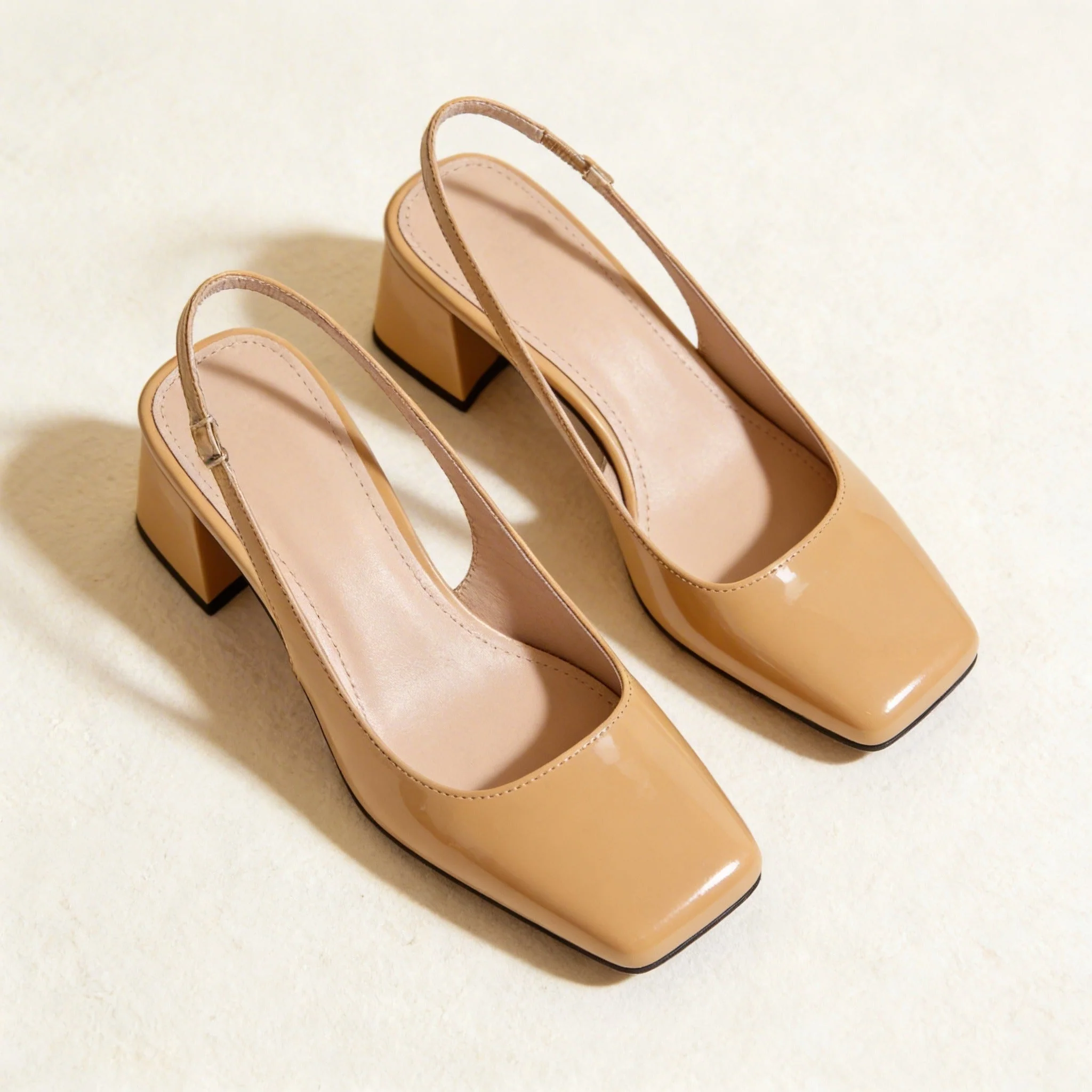 Women’s Block Heel Sandals with Genuine Leather Straps and Square Open Toe - Image 4