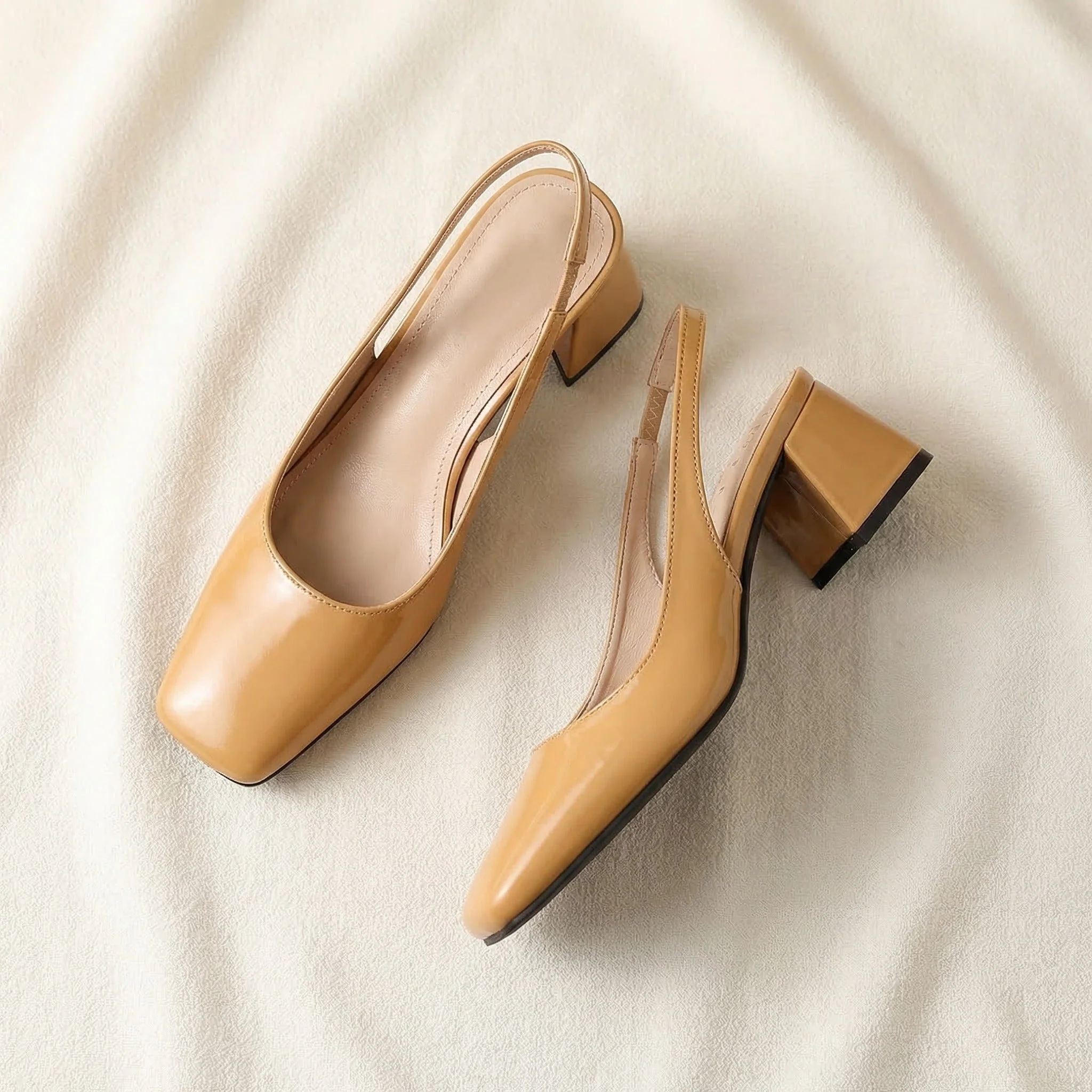 Women’s Block Heel Sandals with Genuine Leather Straps and Square Open Toe - Image 6