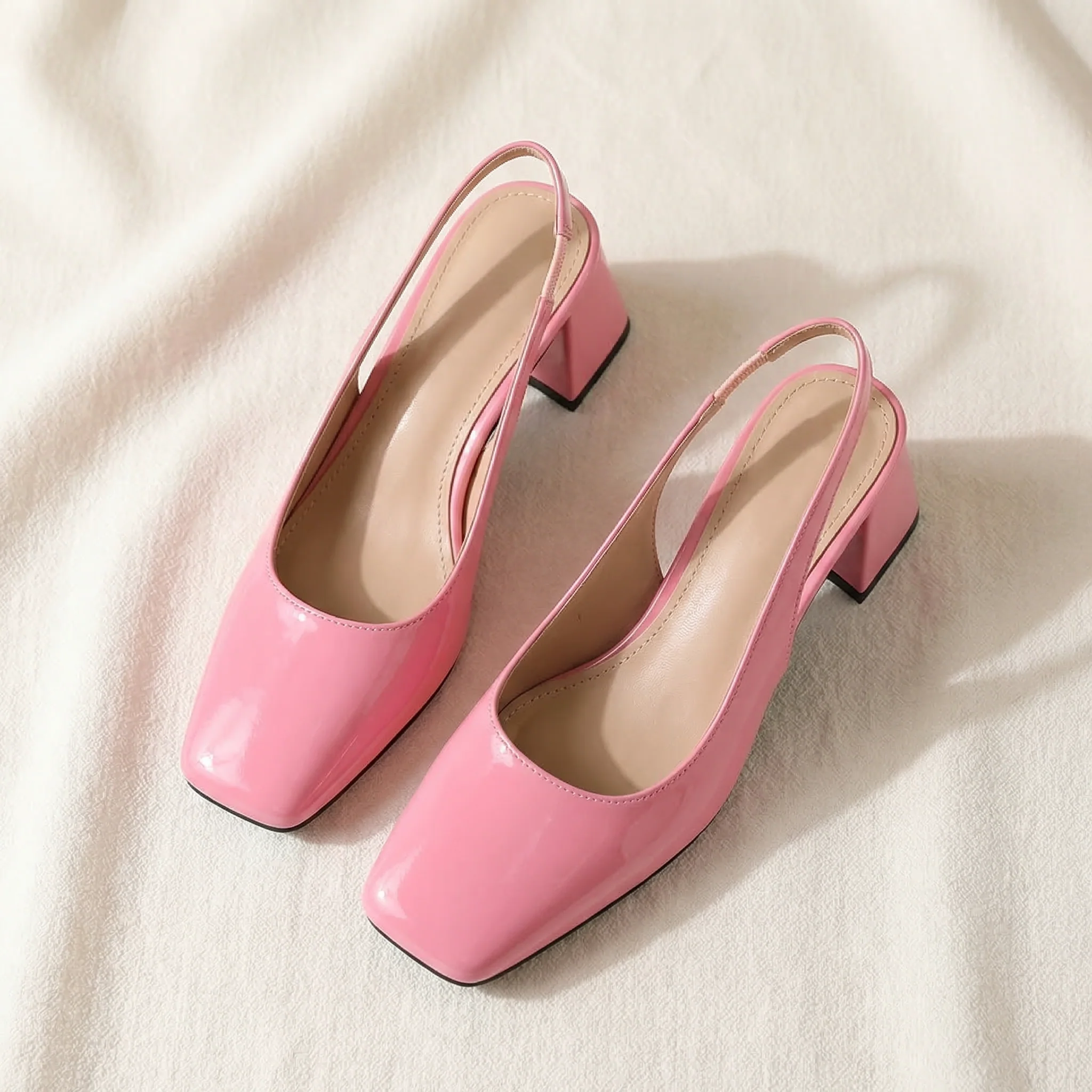Women’s Block Heel Sandals with Genuine Leather Straps and Square Open Toe - Image 9