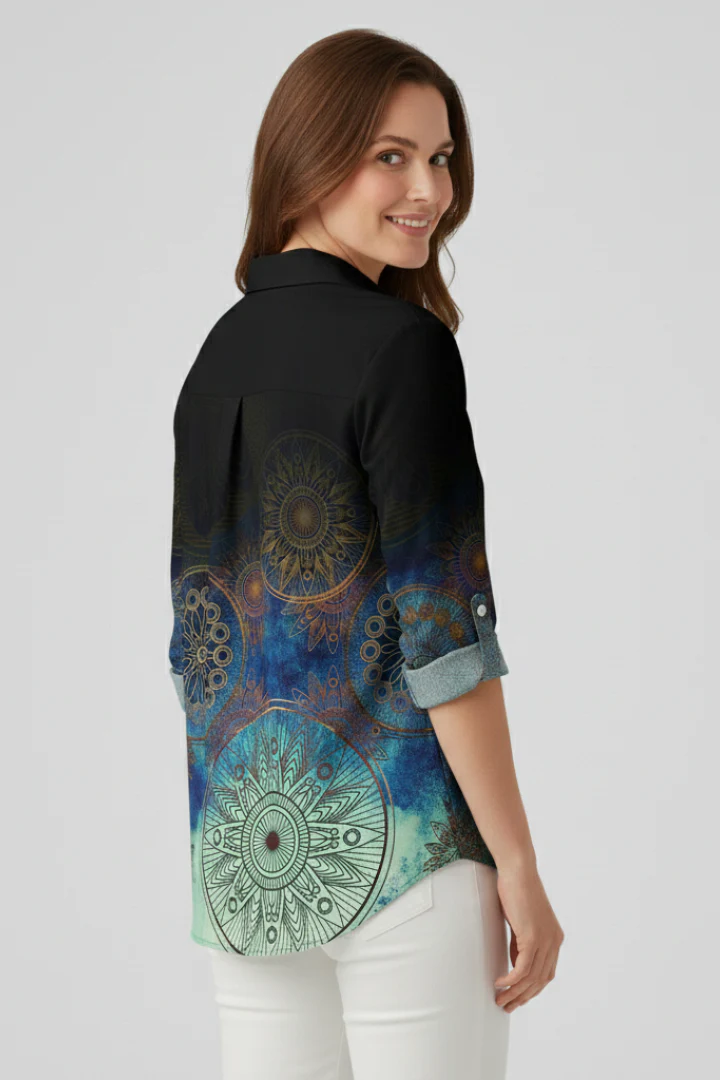 Women’s Blouse with Button Closure and Mandala Print - Image 5