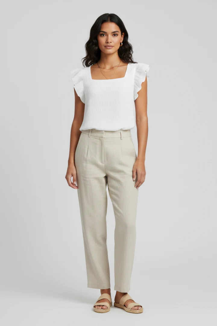 Women’s Blouse with Square Neck and Woven Surface - Image 2