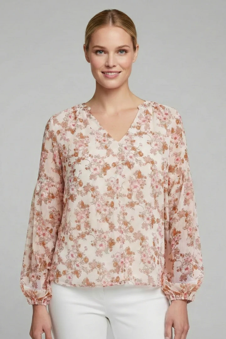 Women’s Blouse with V Neckline and Floral Print - Image 7