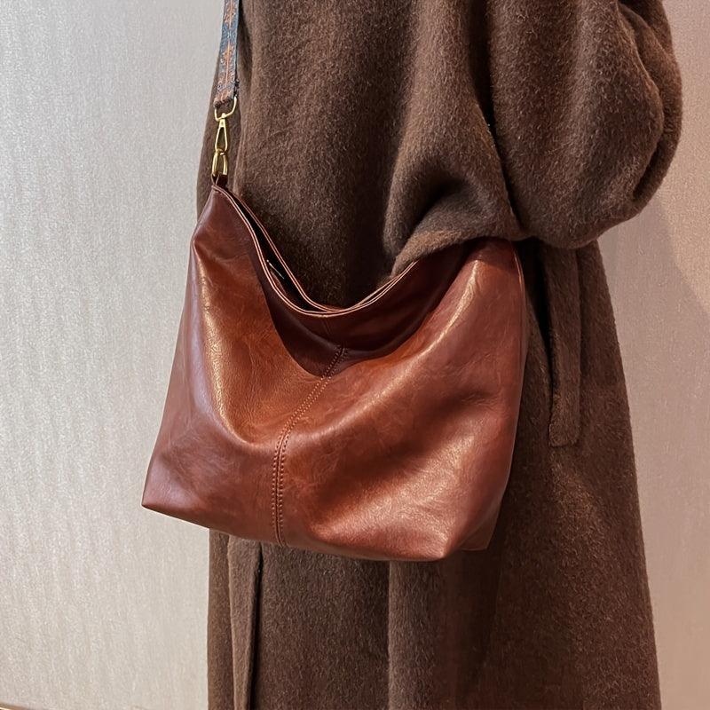Women's Bohemian Shoulder Bag with Patterned Guitar Strap and Spacious Slouchy Silhouette - Image 12