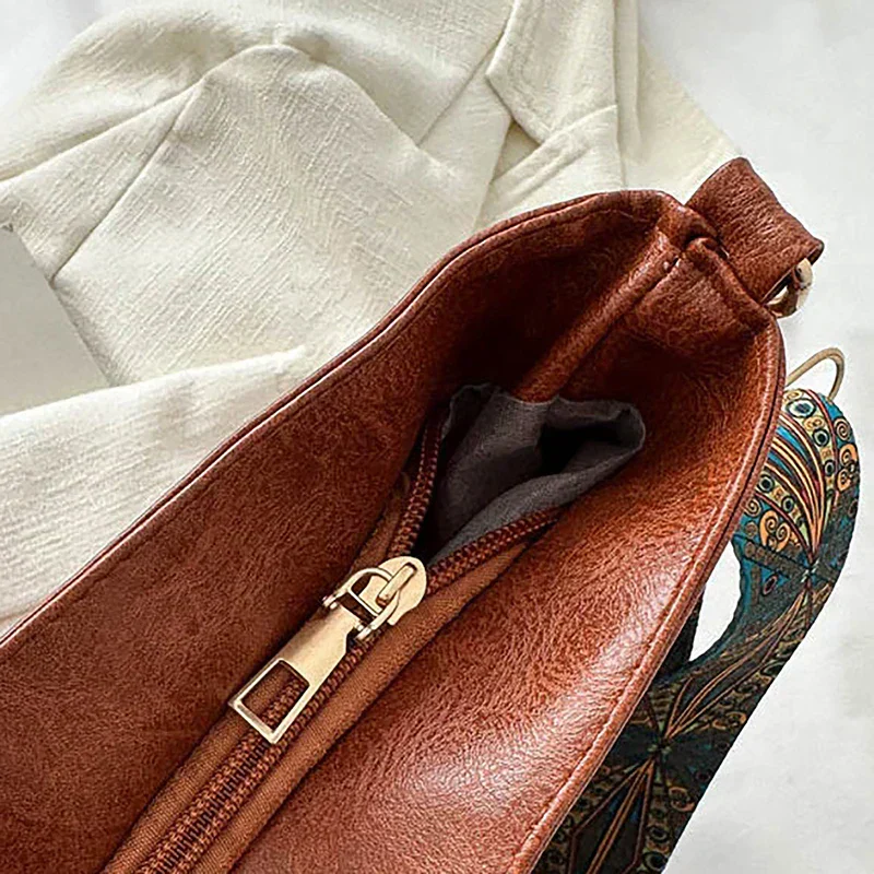 Women's Bohemian Shoulder Bag with Patterned Guitar Strap and Spacious Slouchy Silhouette - Image 14