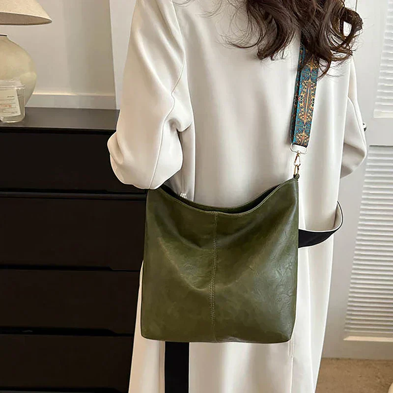 Women's Bohemian Shoulder Bag with Patterned Guitar Strap and Spacious Slouchy Silhouette - Image 3