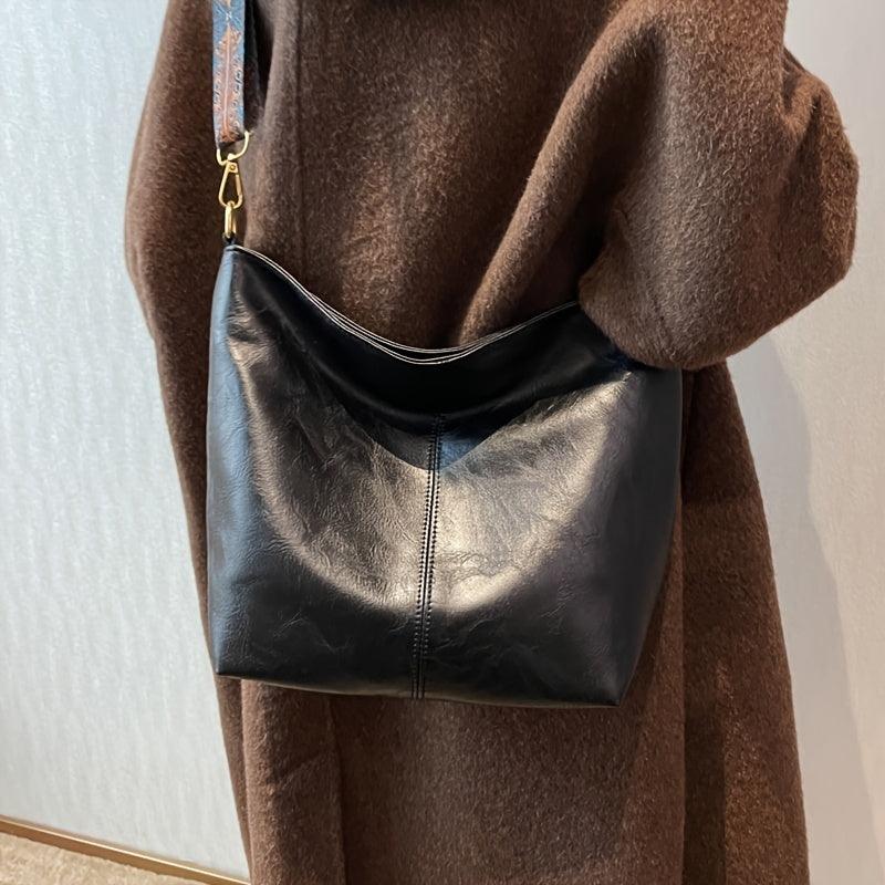 Women's Bohemian Shoulder Bag with Patterned Guitar Strap and Spacious Slouchy Silhouette - Image 6