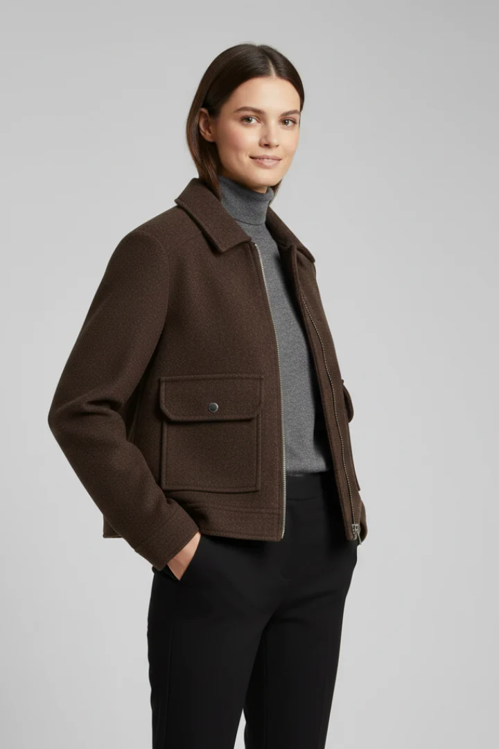 Women’s Bomber Jacket with Lapel Collar and Zip Fastening - Image 4
