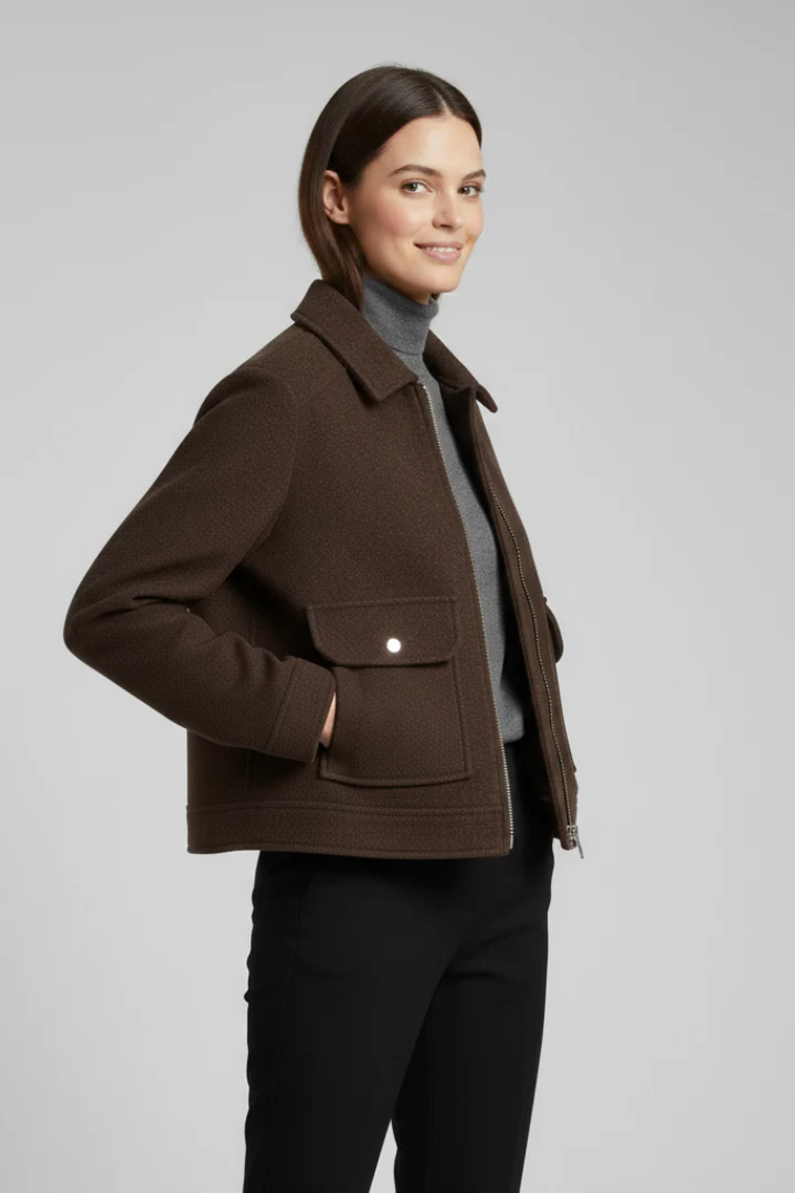 Women’s Bomber Jacket with Lapel Collar and Zip Fastening - Image 5
