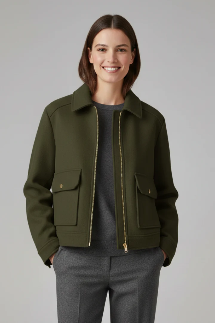 Women’s Bomber Jacket with Lapel Collar and Zip Fastening - Image 6