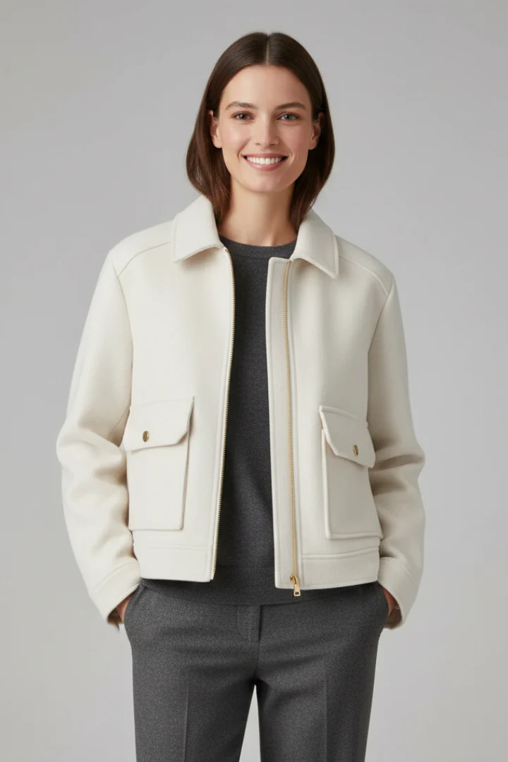 Women’s Bomber Jacket with Lapel Collar and Zip Fastening - Image 7