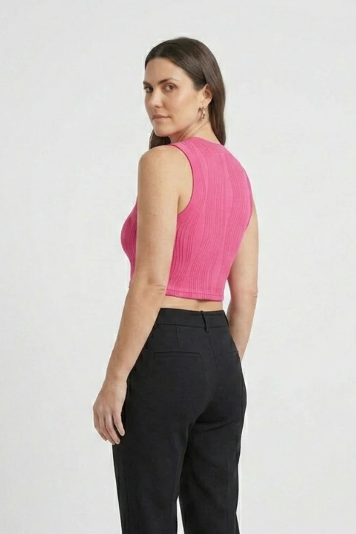 Women’s Crop Top with High Neck and Ribbed Surface - Image 5