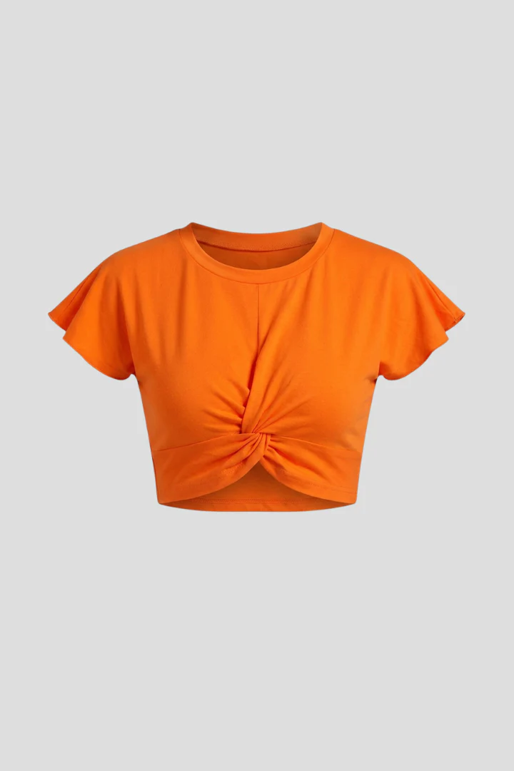 Women’s Crop Top with Twist Front and Short Sleeves