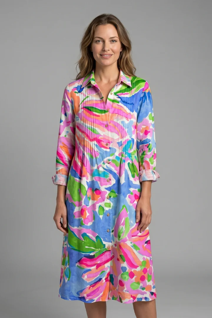 Women's Elegant Boho Dress with Button Front for Casual Wear - Image 10