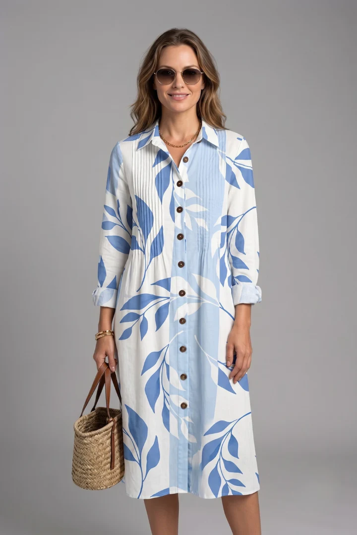 Women's Elegant Boho Dress with Button Front for Casual Wear - Image 11