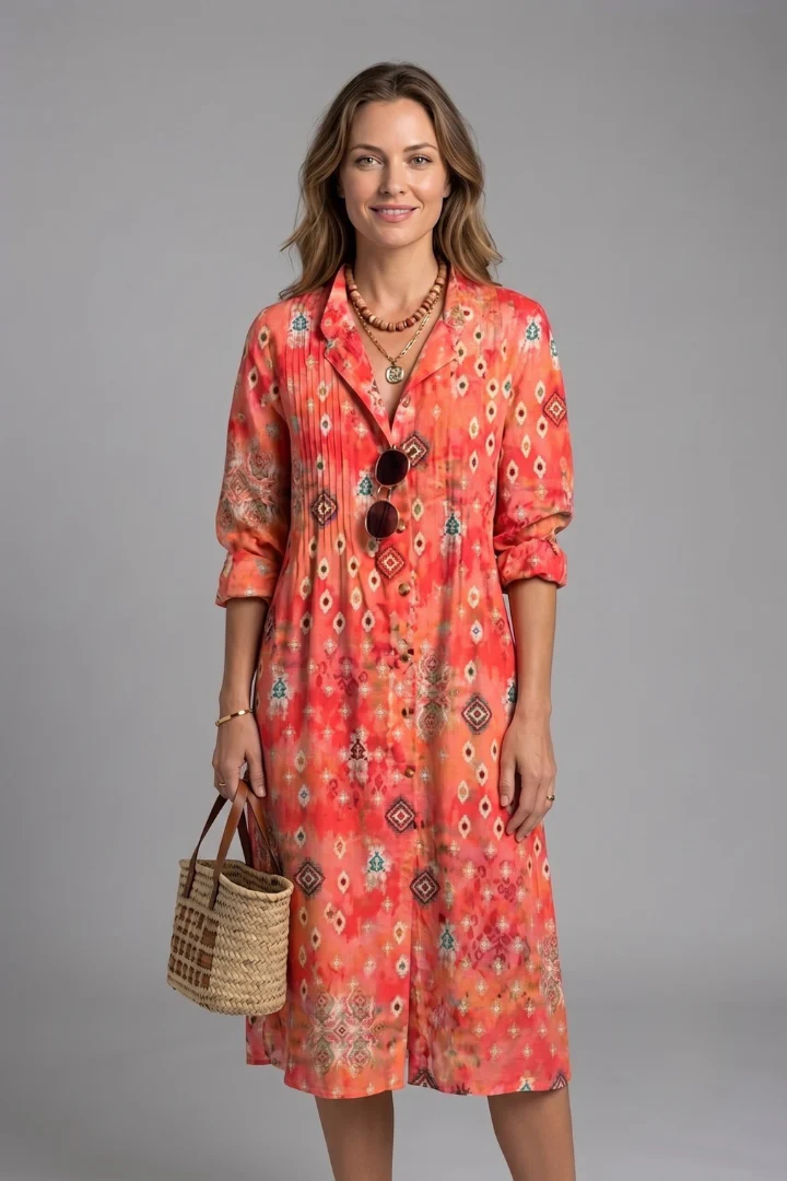 Women's Elegant Boho Dress with Button Front for Casual Wear - Image 6