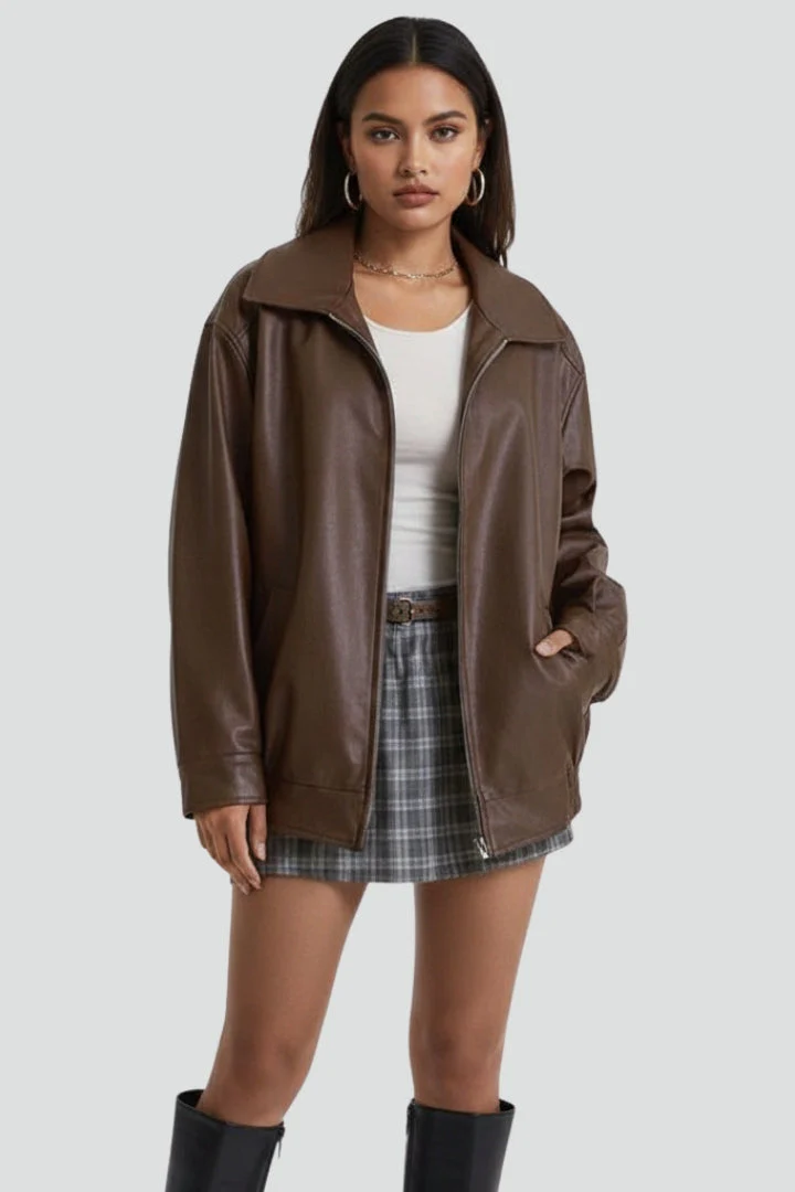 Women’s Jacket with Zip Closure and Ribbed Hem - Image 2