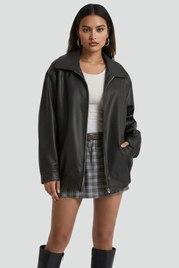 Women’s Jacket with Zip Closure and Ribbed Hem - Image 6
