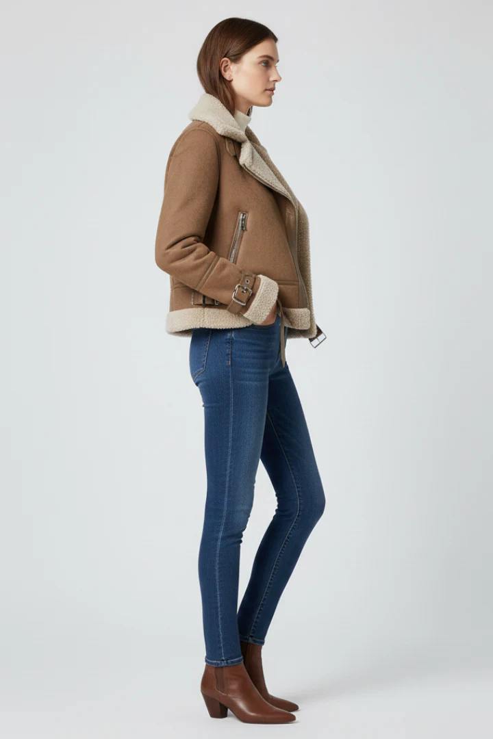 Women’s Jacket with Zip Closure and Textured Outer Surface - Image 3