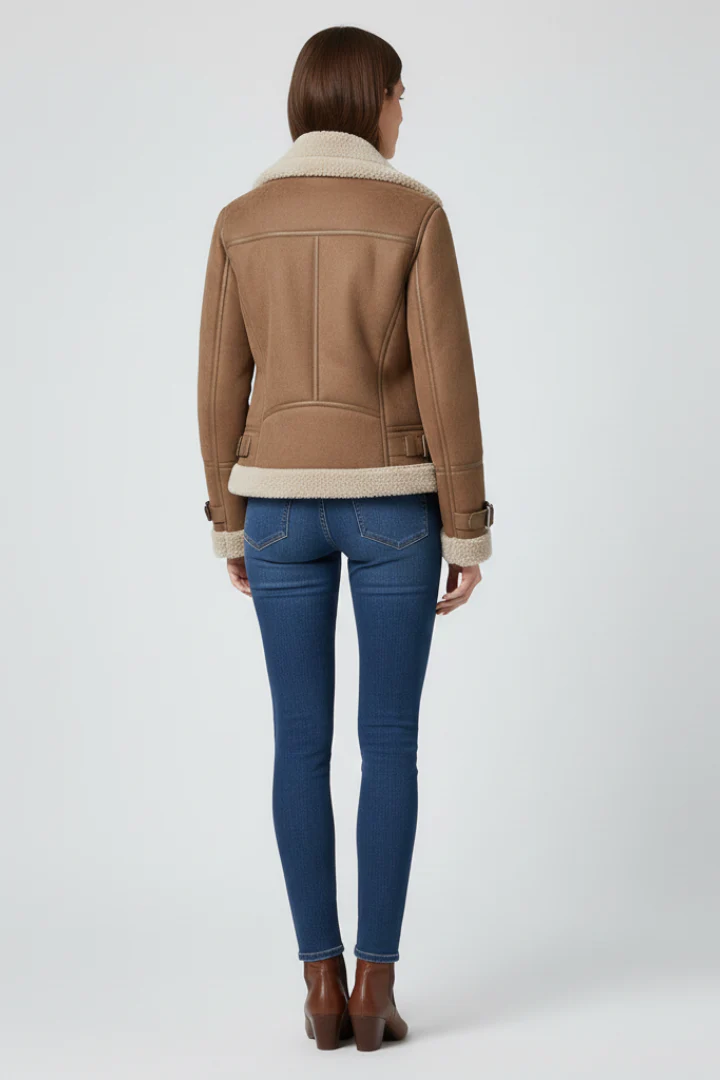 Women’s Jacket with Zip Closure and Textured Outer Surface - Image 4