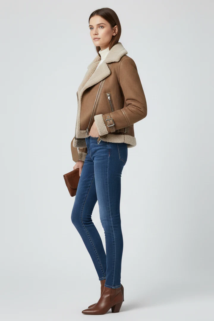 Women’s Jacket with Zip Closure and Textured Outer Surface - Image 5