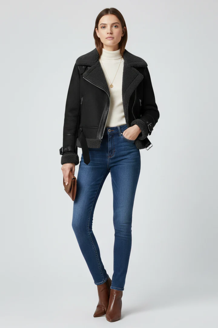 Women’s Jacket with Zip Closure and Textured Outer Surface - Image 6