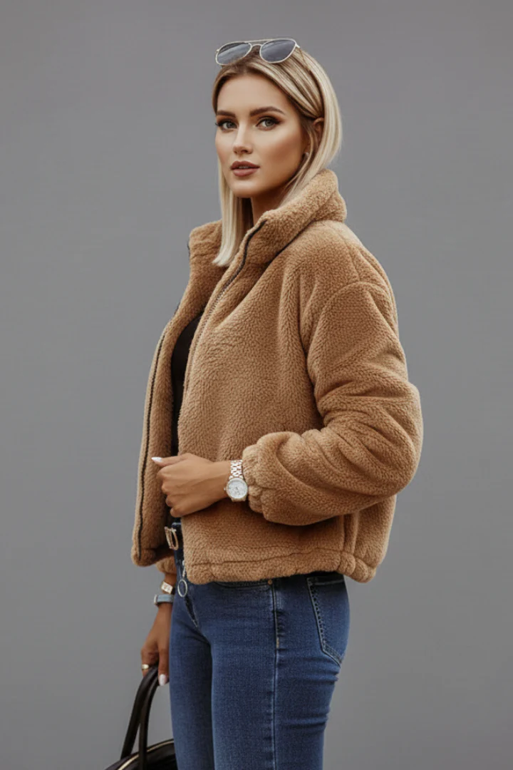Women’s Jacket with Zipper and Textured Surface - Image 3