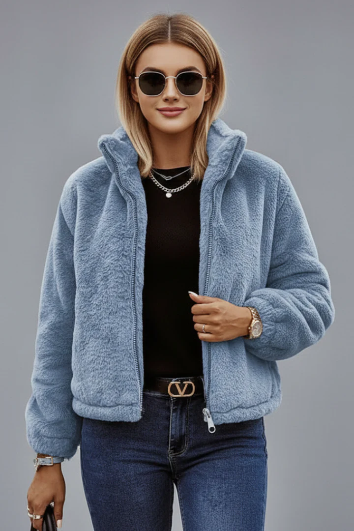 Women’s Jacket with Zipper and Textured Surface - Image 8